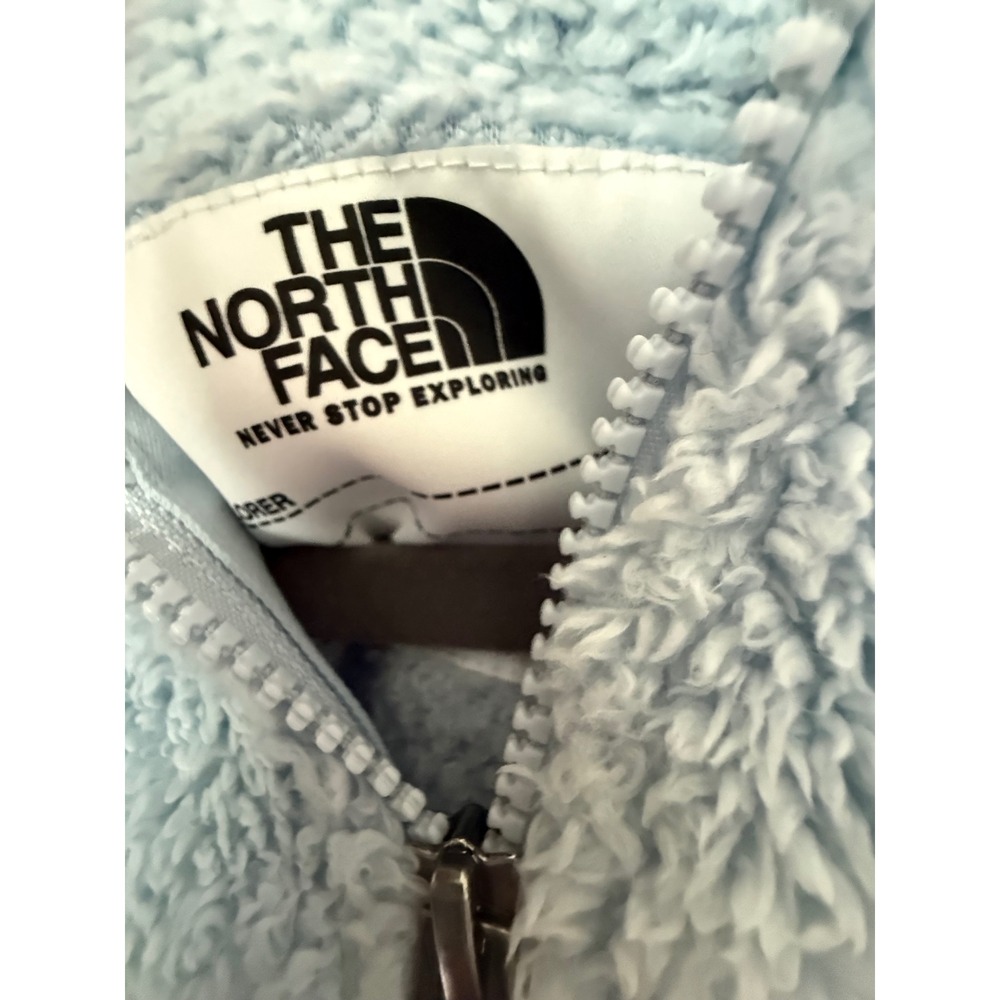 The North Face Baby Campshire One Piece Hooded Footie Blue Fleece 6-12M - Picture 5 of 6
